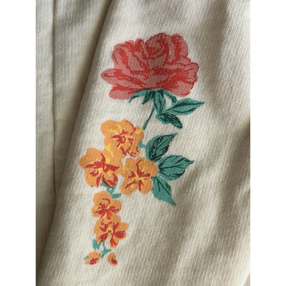 Anthropologie Back When Tiger Floral Sweatshirt Puff Sleeve Cotton S - Picture 8 of 11